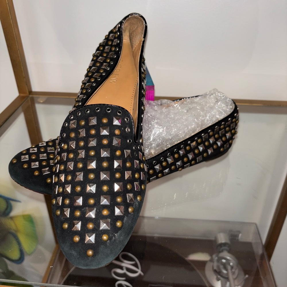 J. Crew Leather embellished flat